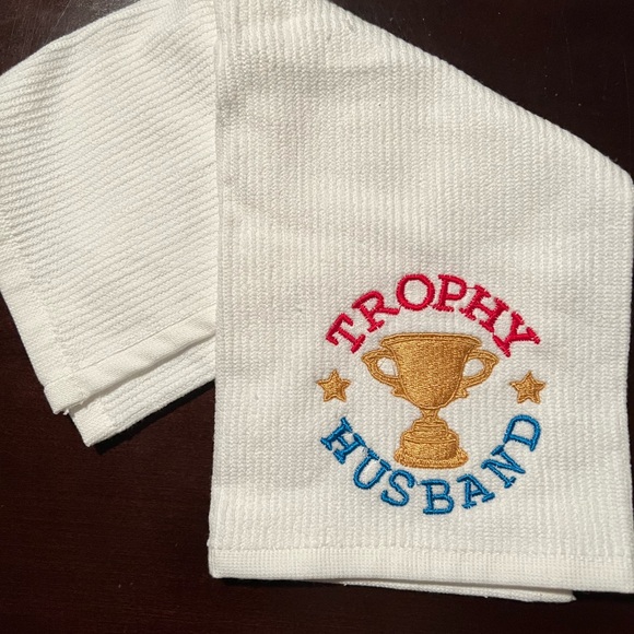 Embroidered Kitchen towel…Trophy Husband!Great gift for holidays,chefs,dads etc! - Picture 3 of 3